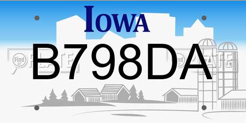 B798DA Iowa License Plate