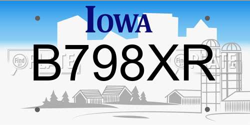 B798XR Iowa License Plate