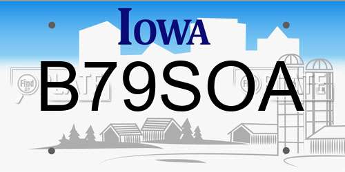 B79SOA Iowa License Plate