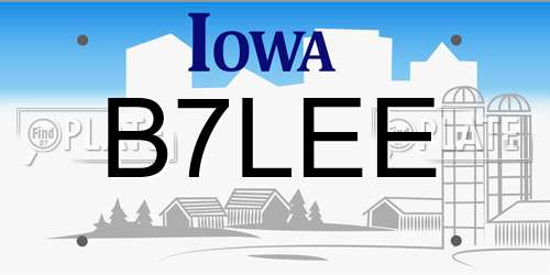 B7LEE Iowa License Plate