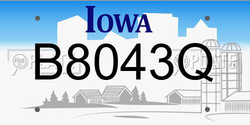 B8043Q Iowa License Plate