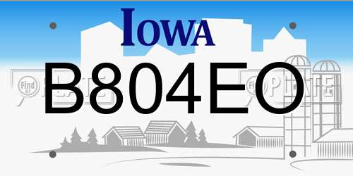 B804EO Iowa License Plate