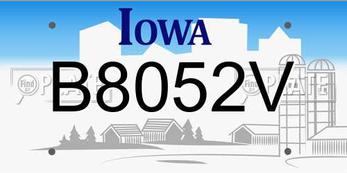 B8052V Iowa License Plate