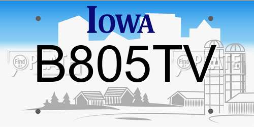 B805TV Iowa License Plate