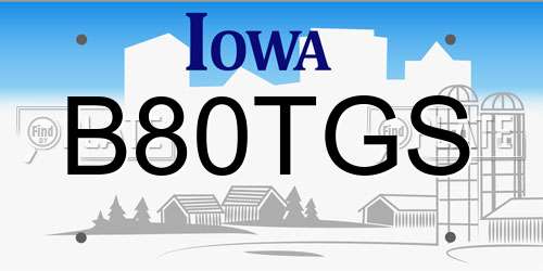 B80TGS Iowa License Plate