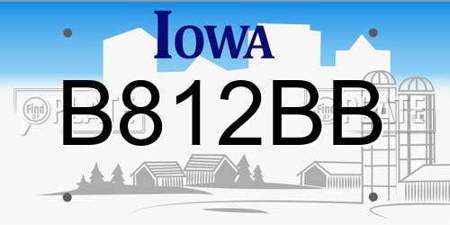 B812BB Iowa License Plate