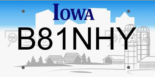 B81NHY Iowa License Plate