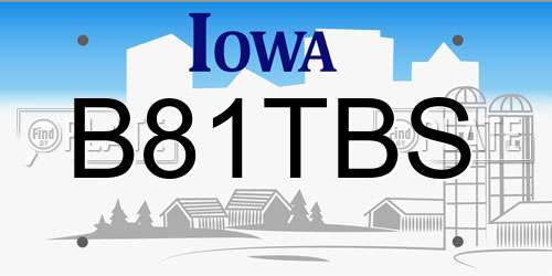 B81TBS Iowa License Plate