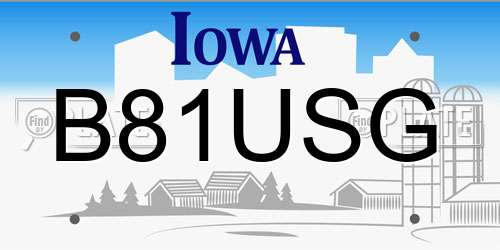 B81USG Iowa License Plate