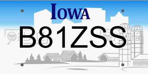 B81ZSS Iowa License Plate