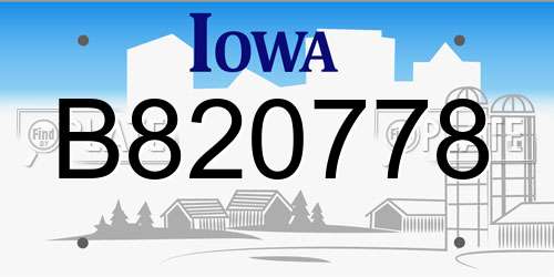 B820778 Iowa License Plate