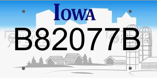 B82077B Iowa License Plate