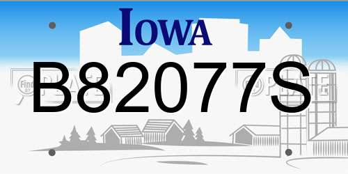 B82077S Iowa License Plate