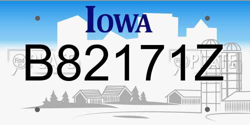 B82171Z Iowa License Plate