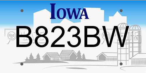 B823BW Iowa License Plate