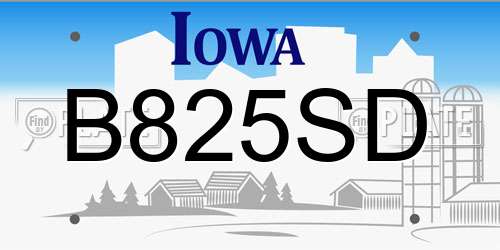 B825SD Iowa License Plate