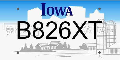 B826XT Iowa License Plate