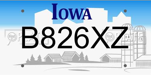 B826XZ Iowa License Plate
