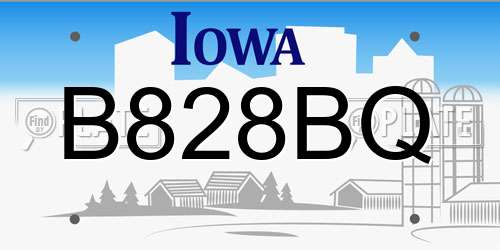 B828BQ Iowa License Plate