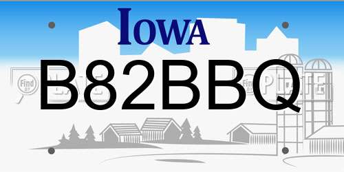 B82BBQ Iowa License Plate