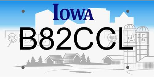 B82CCL Iowa License Plate