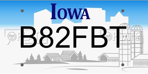 B82FBT Iowa License Plate