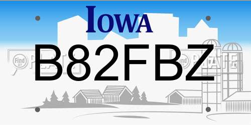 B82FBZ Iowa License Plate