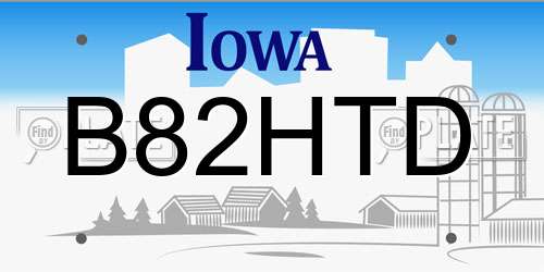 B82HTD Iowa License Plate