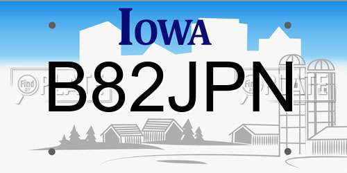 B82JPN Iowa License Plate