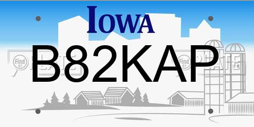 B82KAP Iowa License Plate