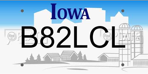 B82LCL Iowa License Plate