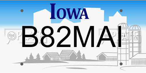B82MAI Iowa License Plate