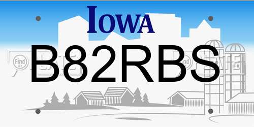 B82RBS Iowa License Plate