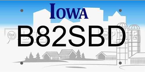 B82SBD Iowa License Plate