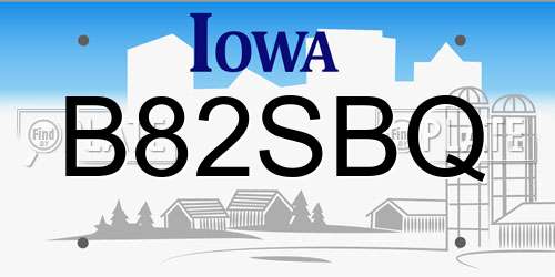 B82SBQ Iowa License Plate