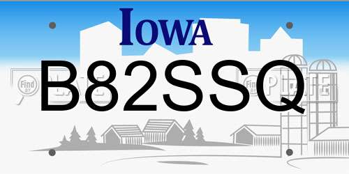 B82SSQ Iowa License Plate