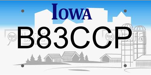 B83CCP Iowa License Plate