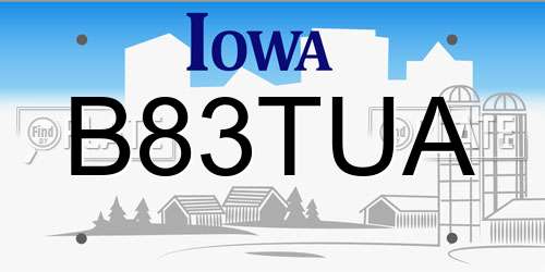 B83TUA Iowa License Plate