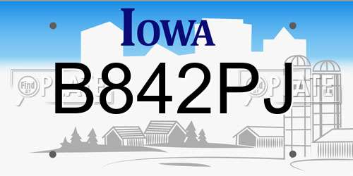 B842PJ Iowa License Plate