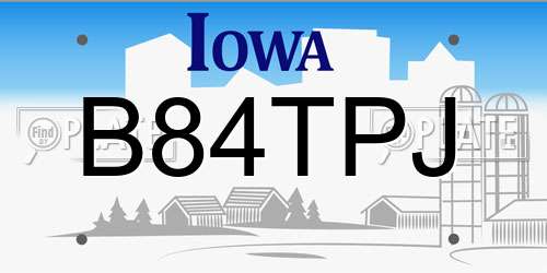 B84TPJ Iowa License Plate