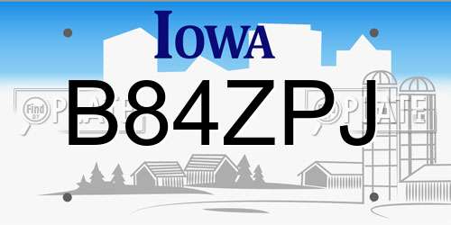 B84ZPJ Iowa License Plate