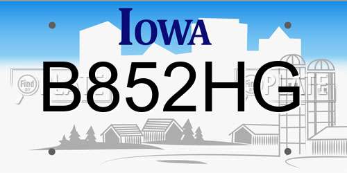 B852HG Iowa License Plate