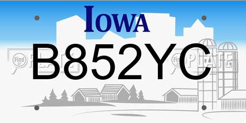 B852YC Iowa License Plate