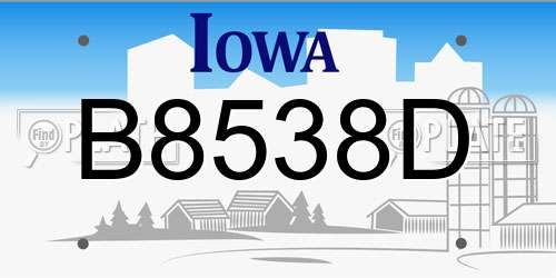 B8538D Iowa License Plate