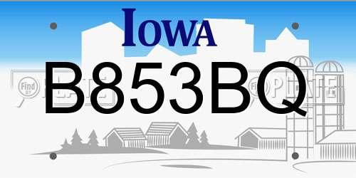 B853BQ Iowa License Plate