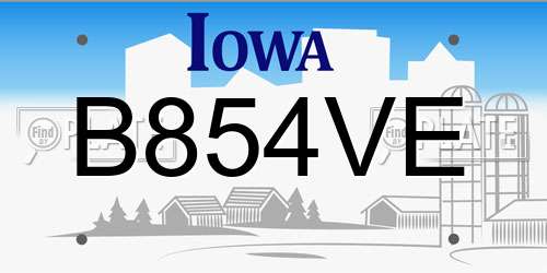 B854VE Iowa License Plate