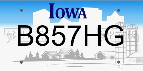 B857HG Iowa License Plate