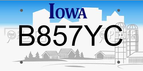 B857YC Iowa License Plate