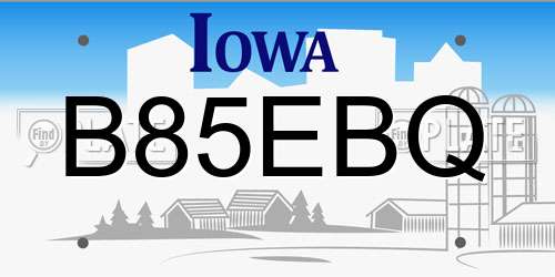B85EBQ Iowa License Plate