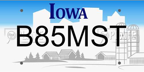 B85MST Iowa License Plate
